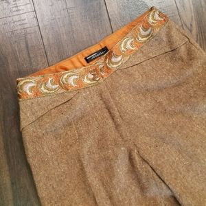 Sharagano Atelier Wool Embroidered Waist Pants